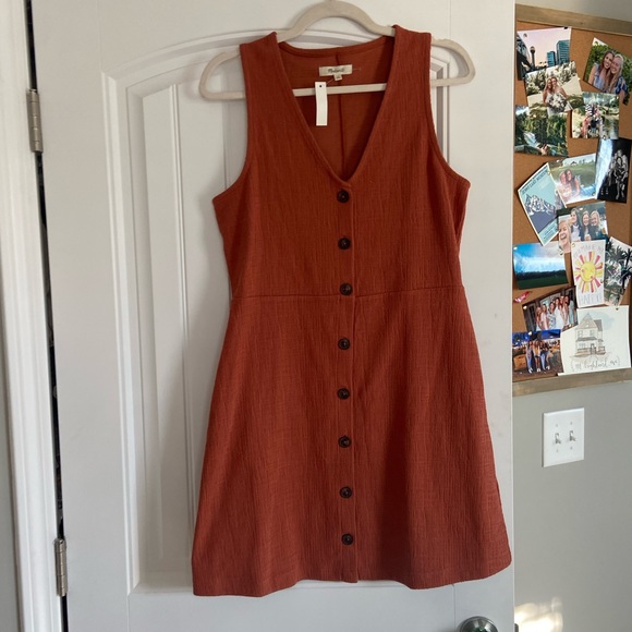 Sleeveless Button-Front Mini Dress / MEDIUM / AFTERGLOW RED- Madewell - Picture 9 of 9